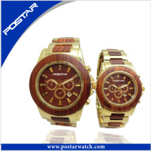Eco-Friendly OEM Amazing Design Natural Wood Watch with IP Gold Plating 2016 Latest Style Couple Wooden Watch
